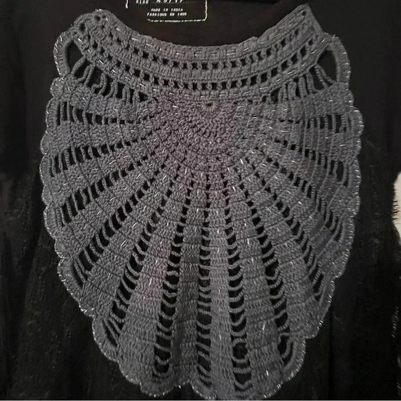 NWOT Free people We the free black fringe crochet top - Picture 7 of 9